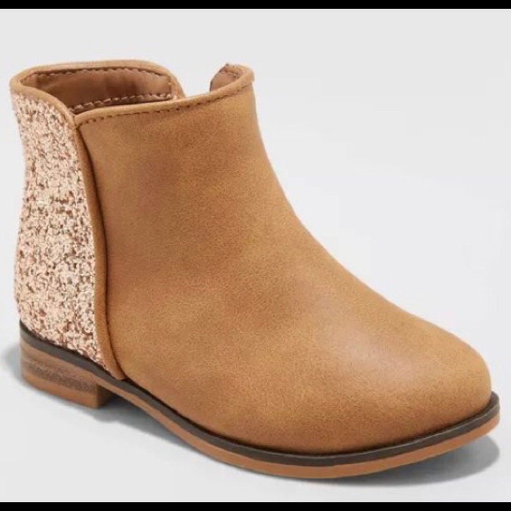 Cat & Jack Light Brown Glitter Ankle Boots